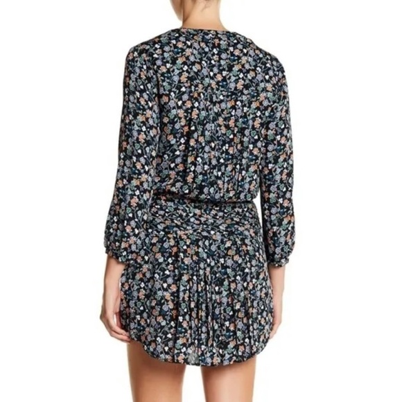 Veronica Beard August Boho Shirt Dress Floral Bird Print Pintuck 100% Silk SZ 2 - Picture 2 of 10